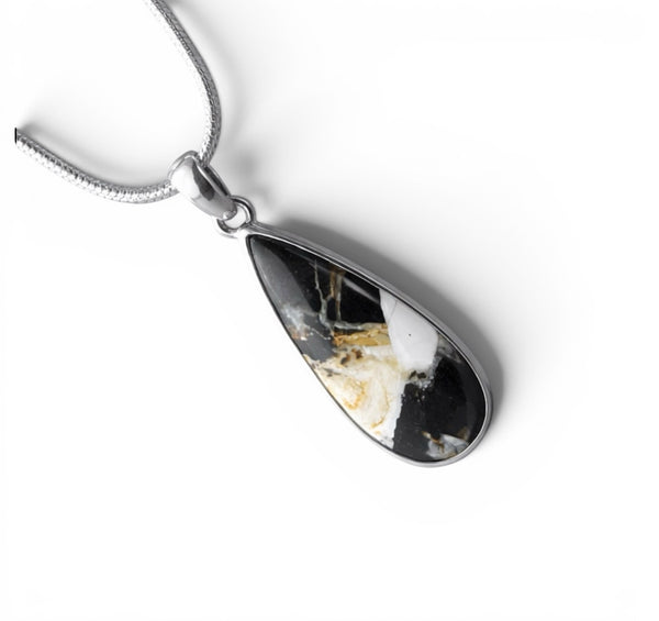 White Buffalo Sterling Silver Pear Shaped Pendant - Keja Designs Jewelry