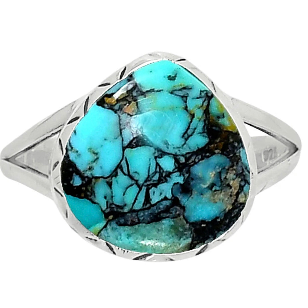 Turquoise Sterling Silver Open Band Ring - Keja Designs Jewelry