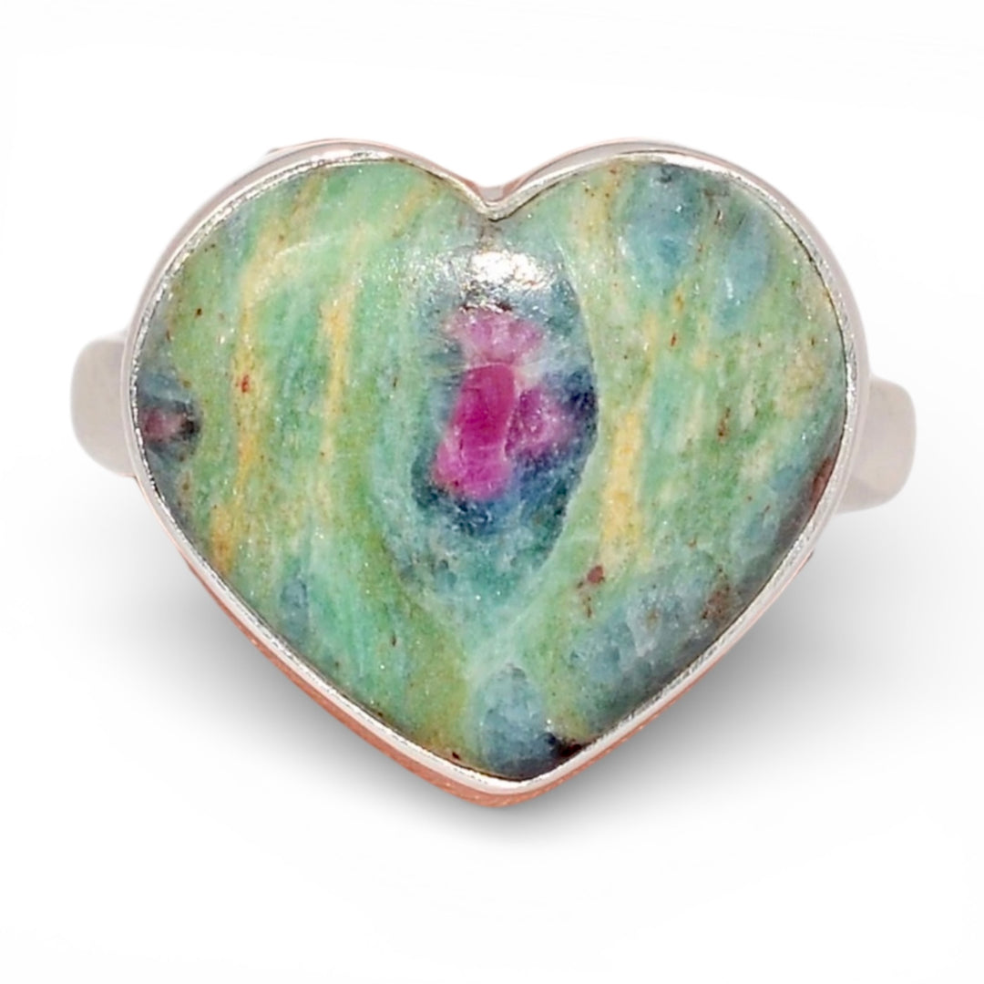Ruby In Fuchsite Sterling Silver Heart Ring - Keja Designs Jewelry