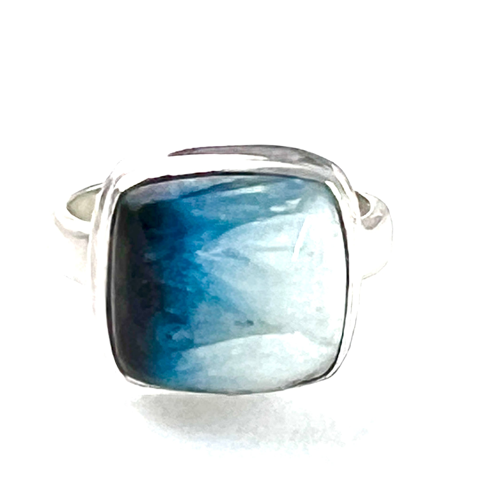 Glacierite Sterling Silver Square Ring