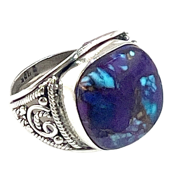 Kingman Purple Turquoise Sterling Silver Square Ring