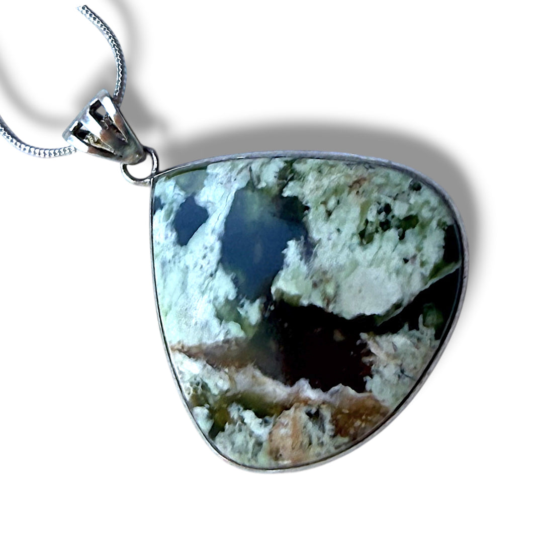 Chrome Chalcedony Sterling Silver Oversized Pear Cut Pendant