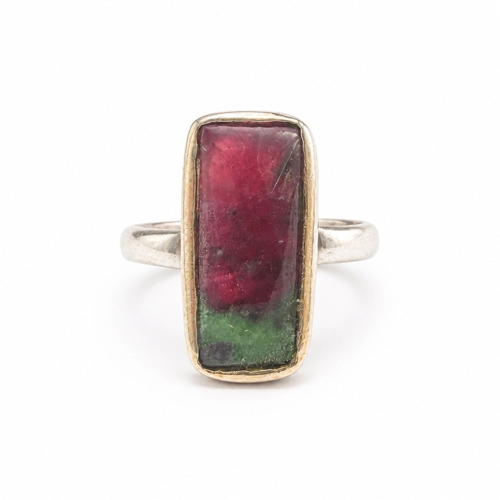 Ruby In Zoisite Sterling Silver, White Gold and Gold Plated Ring