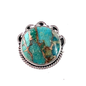Turquoise Sterling Silver Chain Link Ring - Keja Designs Jewelry