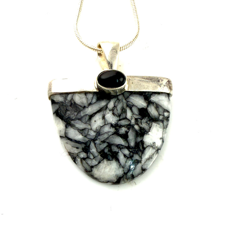 Pinolith &amp; Black Onyx  Sterling Silver Pendant - Keja Designs Jewelry