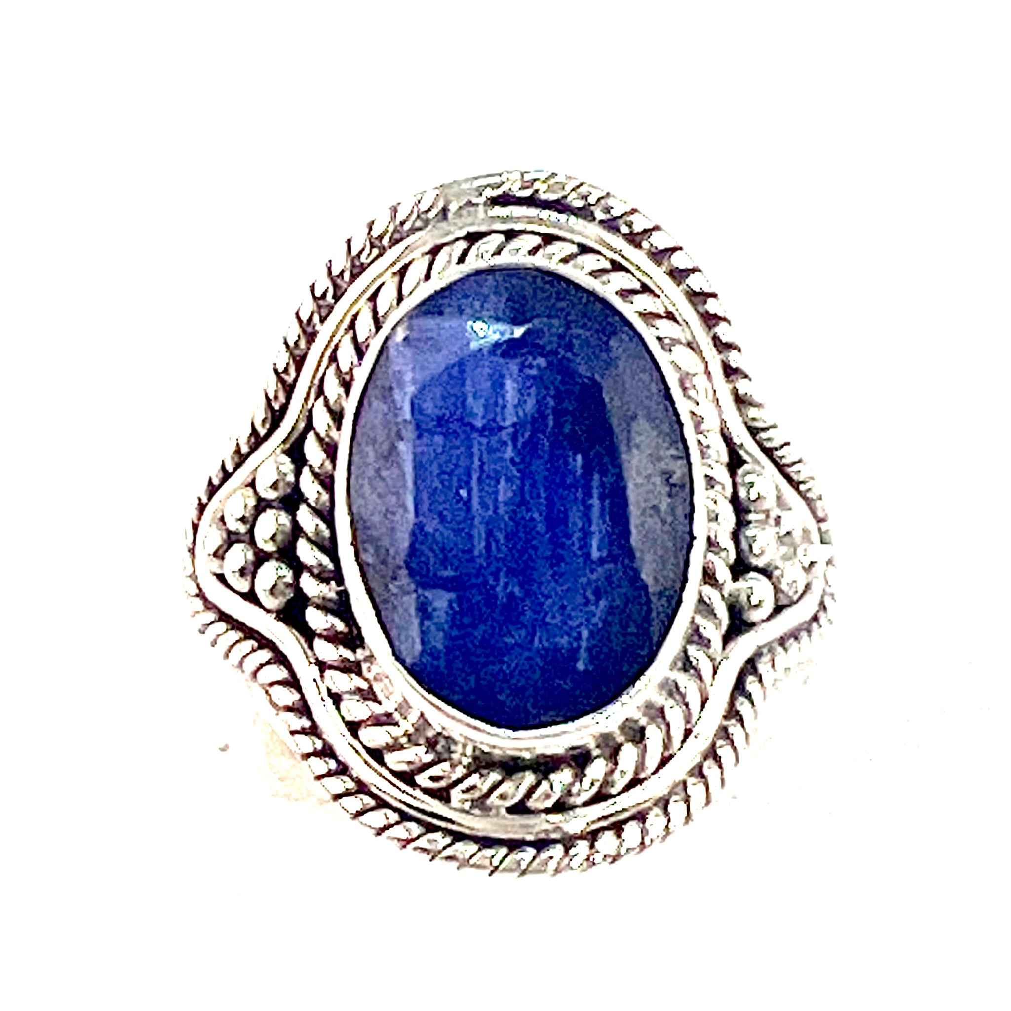 Sapphire Sterling Silver Faceted Oval Ring