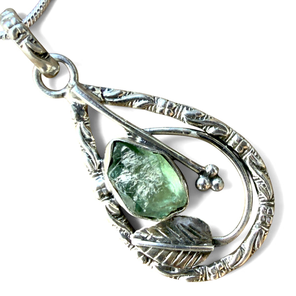 Aquamarine Rough Sterling Silver Garden Pendant - Keja Designs Jewelry