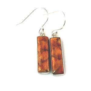 Coral Sterling Silver Rectangular Earrings