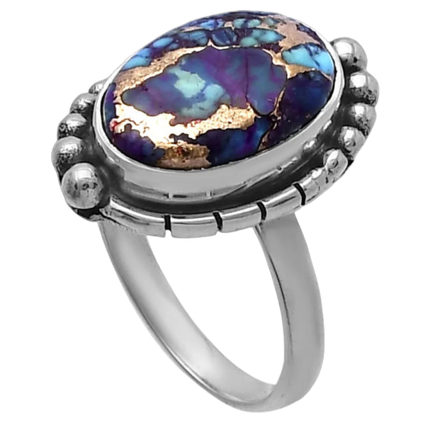 Kingman Purple Turquoise Sterling Silver Oval Ring - Keja Designs Jewelry