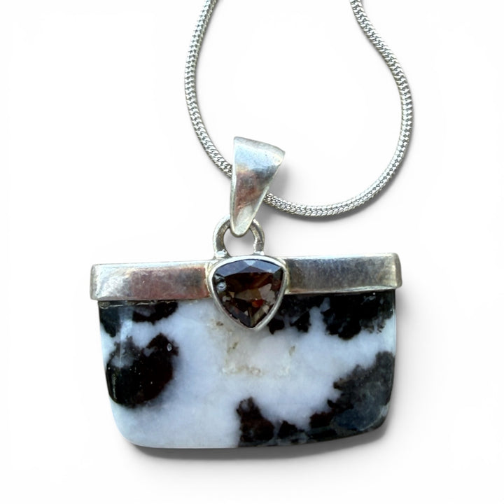 White Buffalo &amp; Smoky Topaz Sterling Silver East-West  Pendant