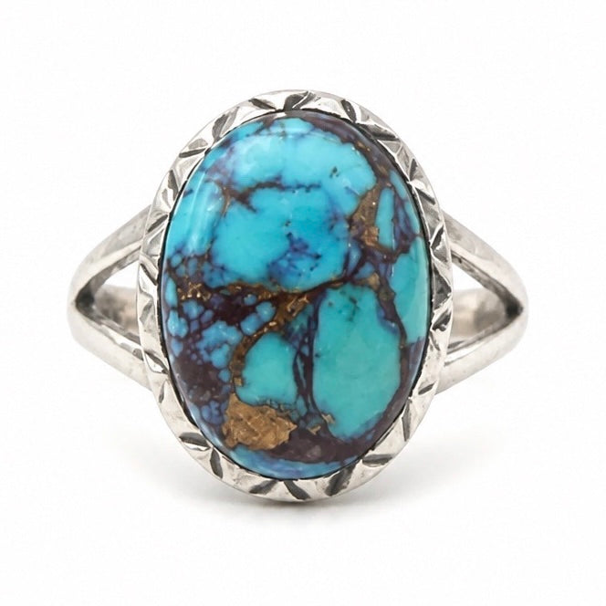 Kingman Purple Turquoise Sterling Silver Oval Split Band Ring