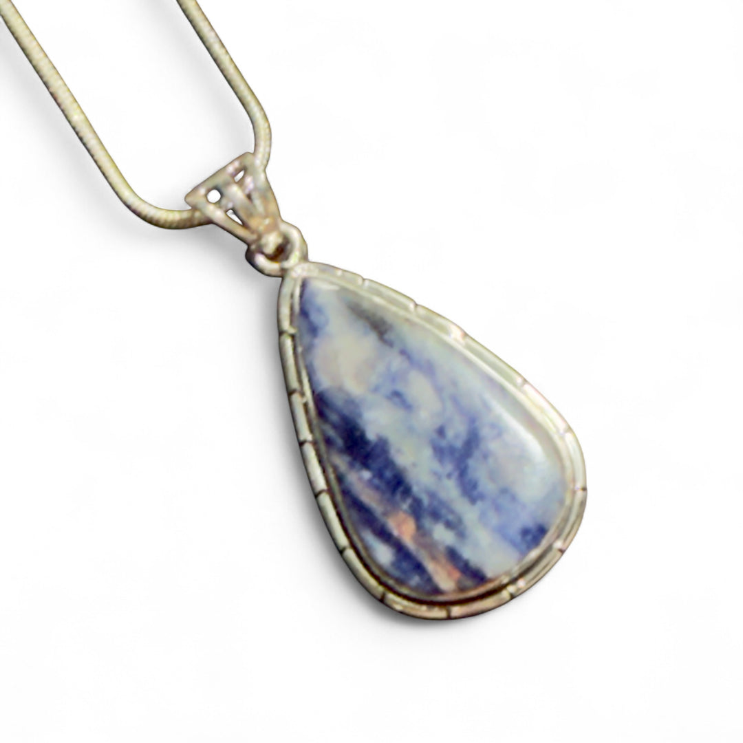 Sodalite Sterling Silver Pear Shaped Pendant - Keja Designs Jewelry