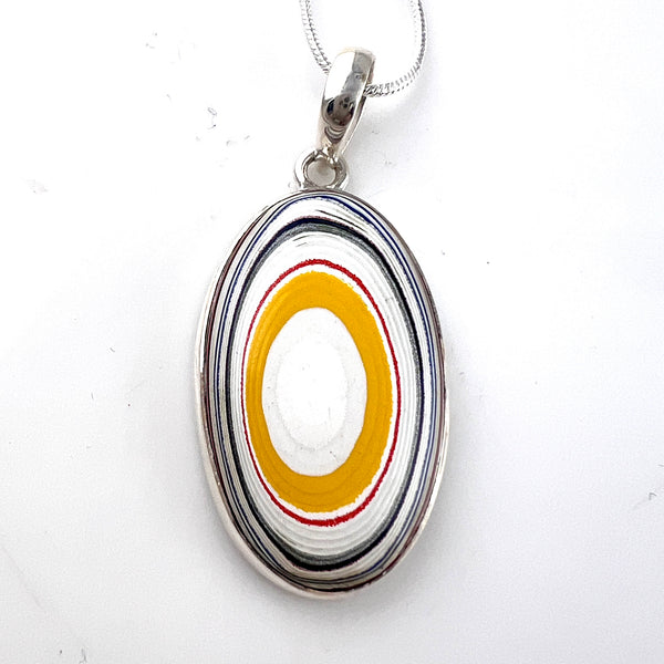 Fordite Sterling Silver Oval Pendant