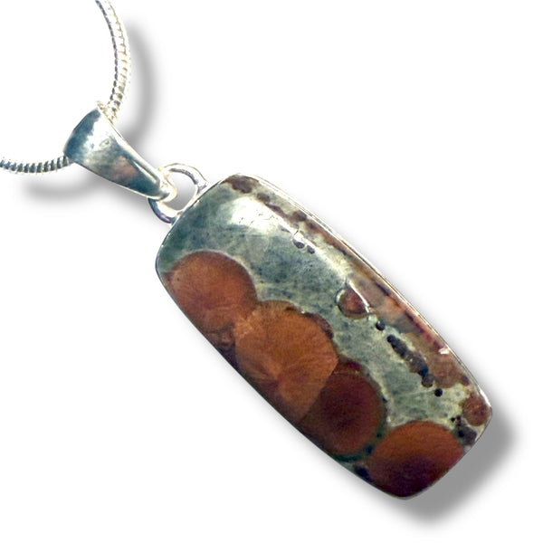 Peanut Obsidian  Sterling Silver Oblong Pendant