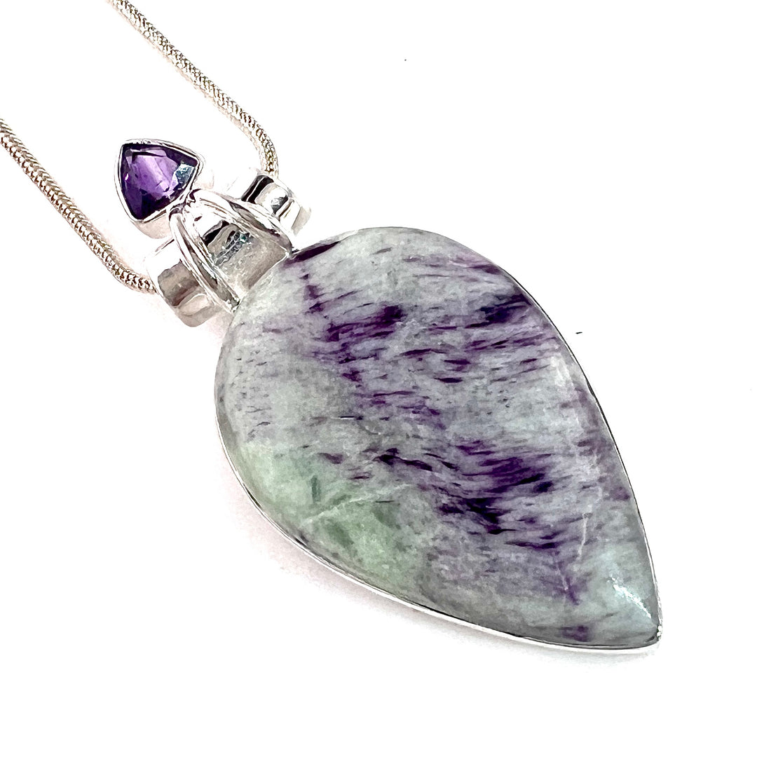 Kammererite & Amethy Sterling Silver Pendant - Keja Designs Jewelry