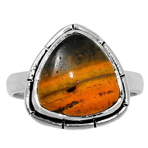 Bumble Bee Jasper Sterling Silver Trillion Ring - Keja Designs Jewelry