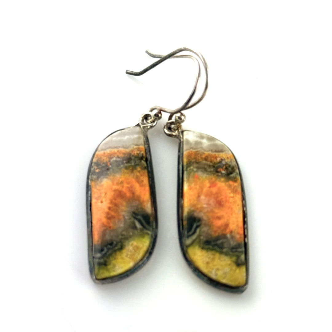 Bumble Bee Jasper Sterling Silver Fancy Cut Earrings - Keja Designs Jewelry