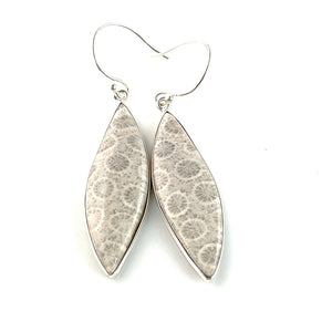 Fossilized Coral Sterling Silver Earrings - Keja Designs Jewelry