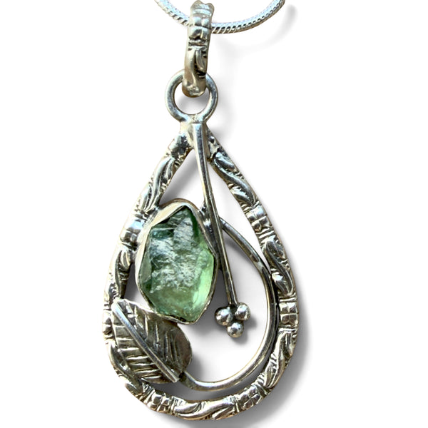 Aquamarine Rough Sterling Silver Garden Pendant - Keja Designs Jewelry