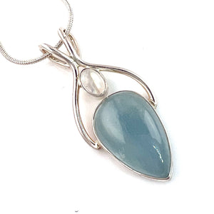 Aquamarine & Moonstone Sterling Silver Pendant - Keja Designs Jewelry