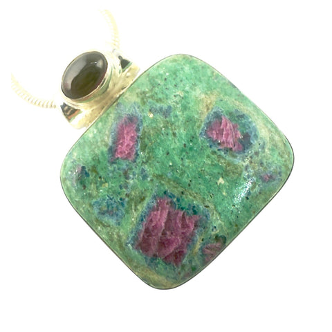 Ruby In Fuchsite & Ruby Sterling Silver Square Pendant - Keja Designs Jewelry
