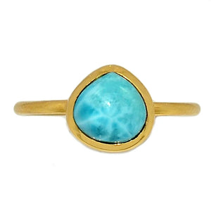 Larimar Gold Plated Fat Pear Ring - Keja Designs Jewelry