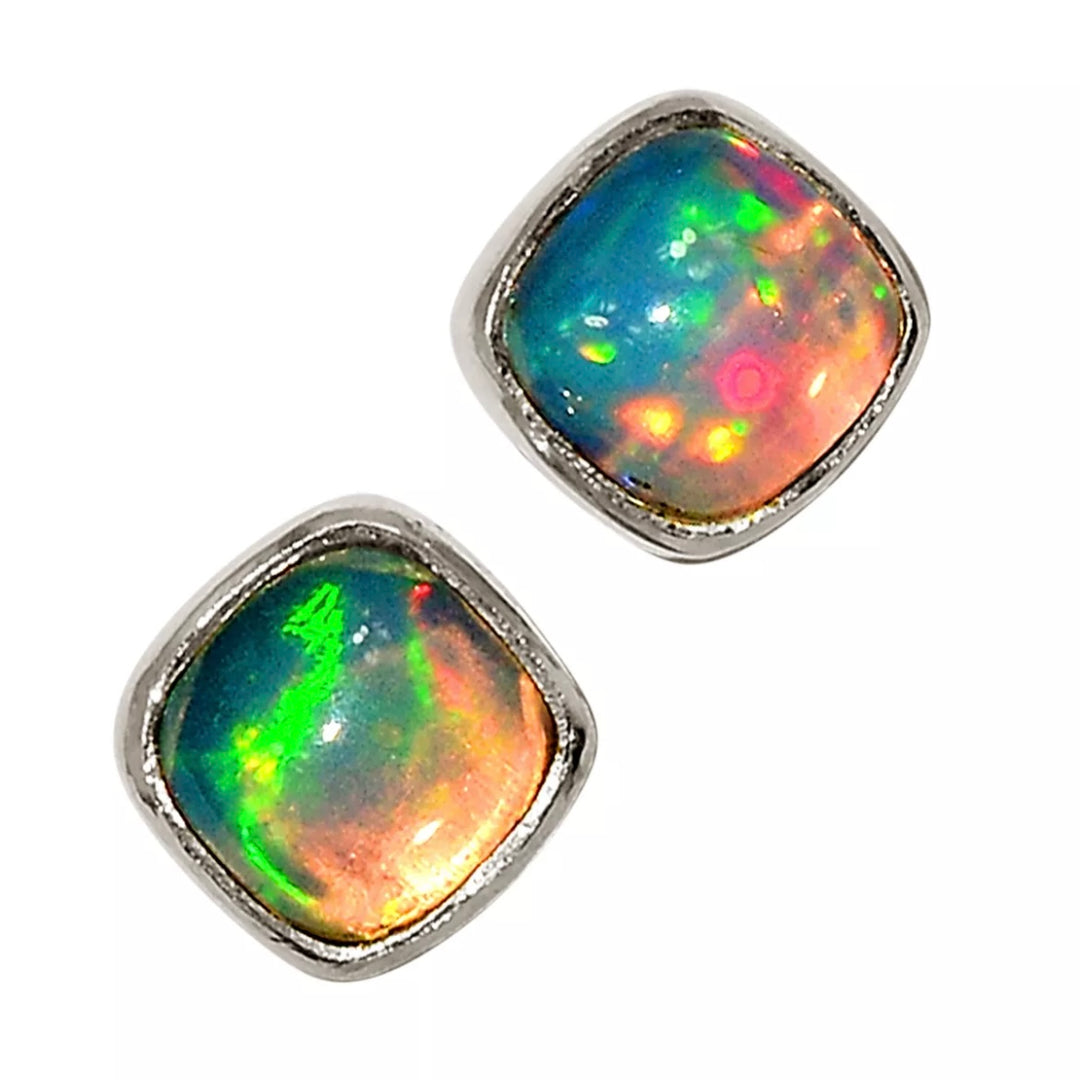 Ethiopian Opal Sterling Silver Post Earrings - Keja Designs Jewelry