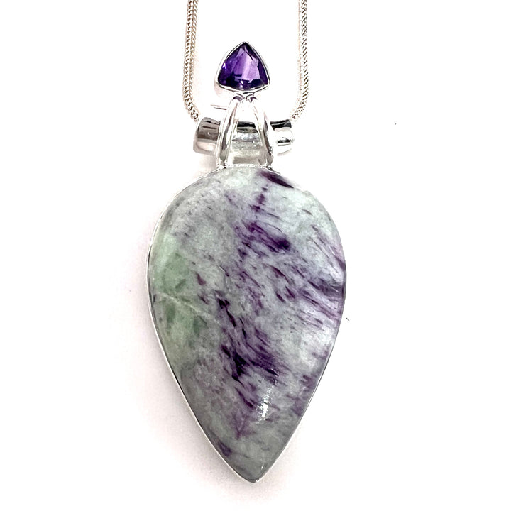 Kammererite &amp; Amethy Sterling Silver Pendant - Keja Designs Jewelry