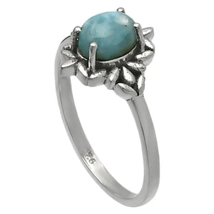 Larimar Sterling Silver Prong Set Ring - Keja Designs Jewelry