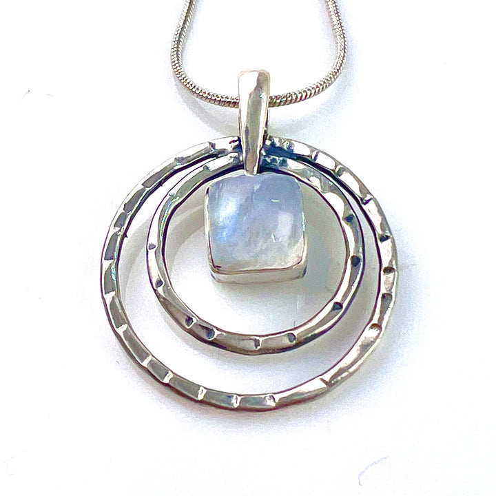 Moonstone Sterling Silver Circles Pendant - Keja Designs Jewelry