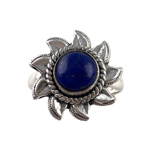 Lapis Sterling Silver Sun Ring