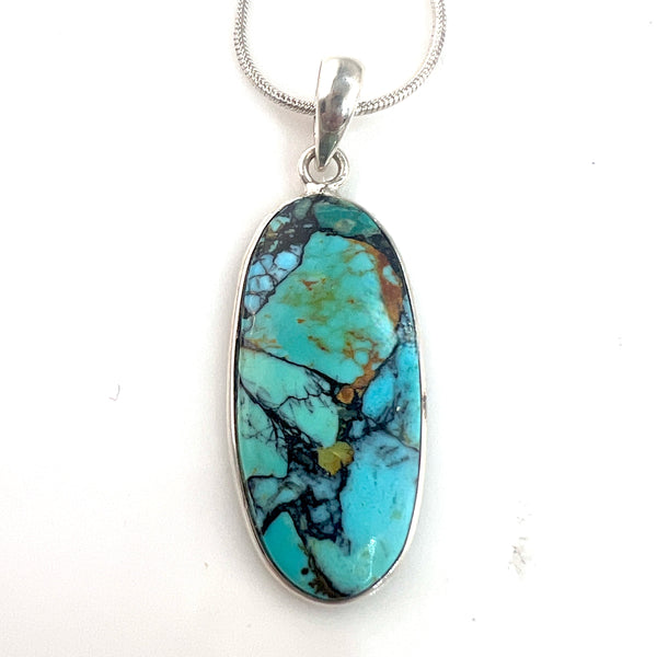 Turquoise Sterling Silver Oval Pendant