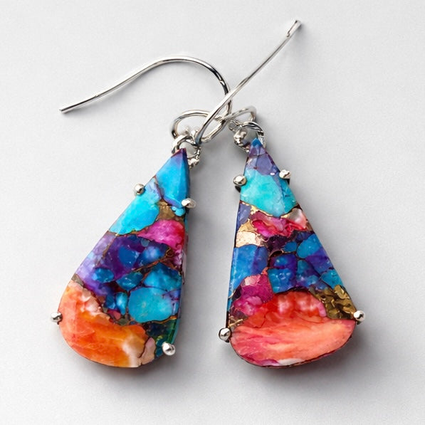 Kingman Dahlia Sterling Silver Prong Set Earrings - Keja Designs Jewelry