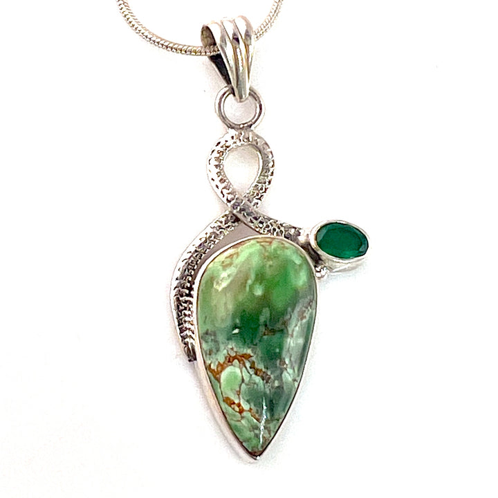 Variscite and Emerald Sterling Silver Pendant - Keja Designs Jewelry
