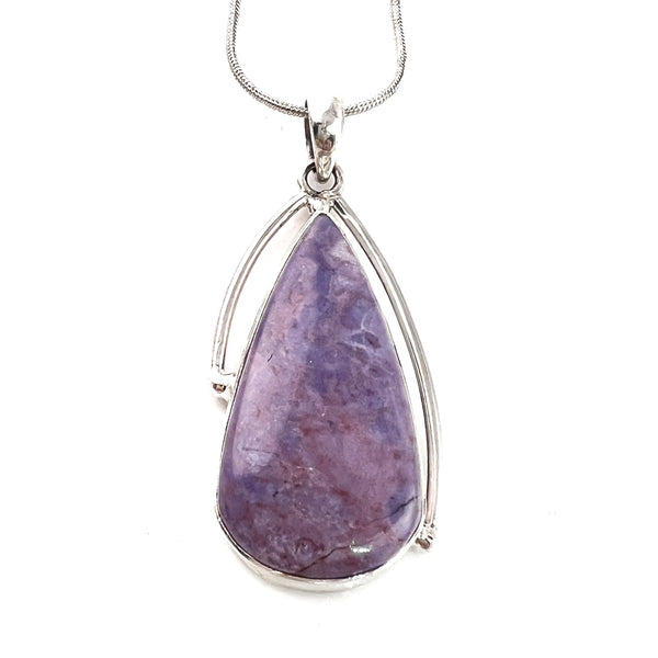 Lavender Jade  Sterling Silver Pear Pendant