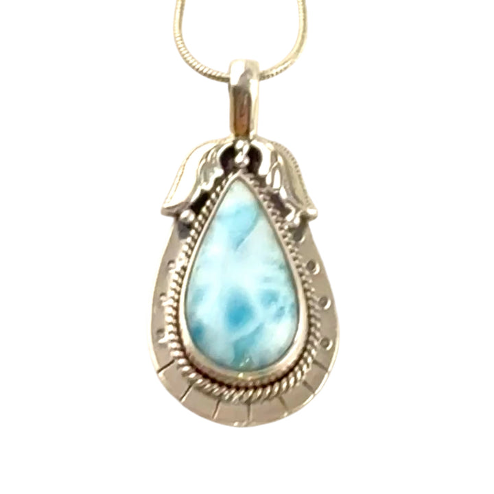 Larimar Sterling Silver Elegant Pendant - Keja Designs Jewelry
