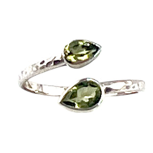 Peridot Sterling Silver Two Stone Adjustable Wrap Ring