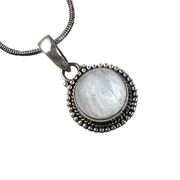 Frosty Scolecite Crystal Sterling Silver Pendant - Keja Designs Jewelry