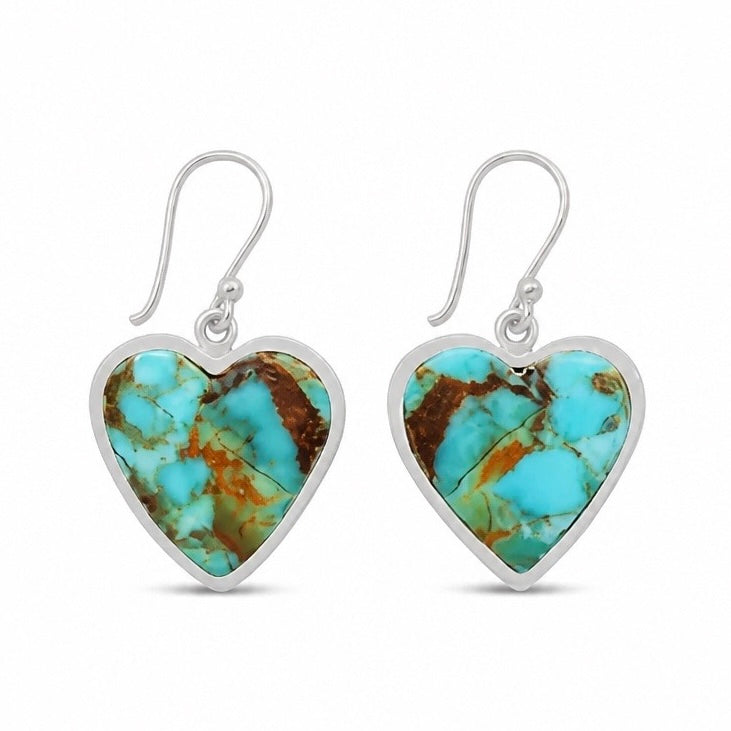 Turquoise Sterling Silver Heart Earrings