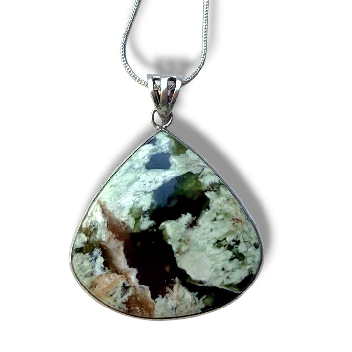Chrome Chalcedony Sterling Silver Oversized Pear Cut Pendant