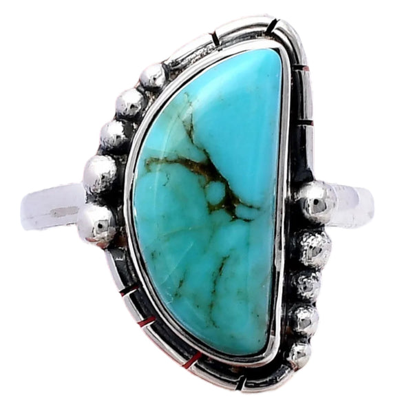 Blue Turquoise Sterling Silver Fancy Cut Ring - Keja Designs Jewelry