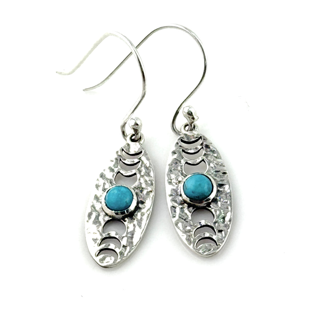 Turquoise Sterling Silver "Phases of the Moon" Earrings - Keja Designs Jewelry