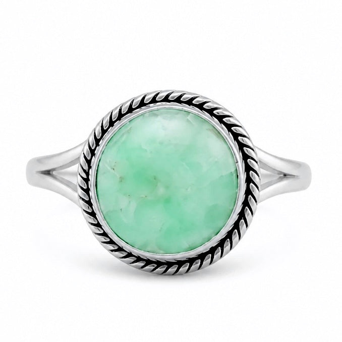 Variscite Sterling Silver Round Ring