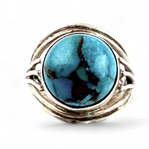 Turquoise Braided Band Sterling Silver Ring