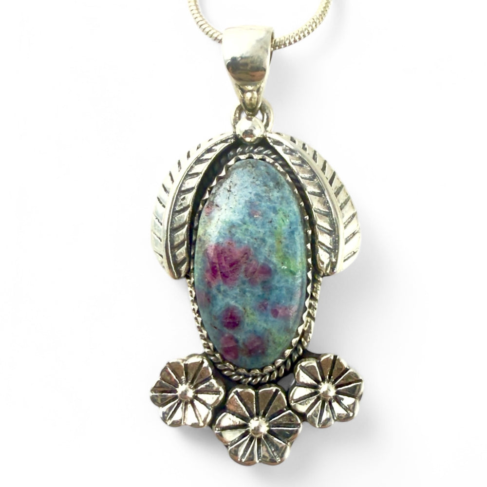 Ruby In Fuchsite Sterling Silver Fancy Pendant - Keja Designs Jewelry