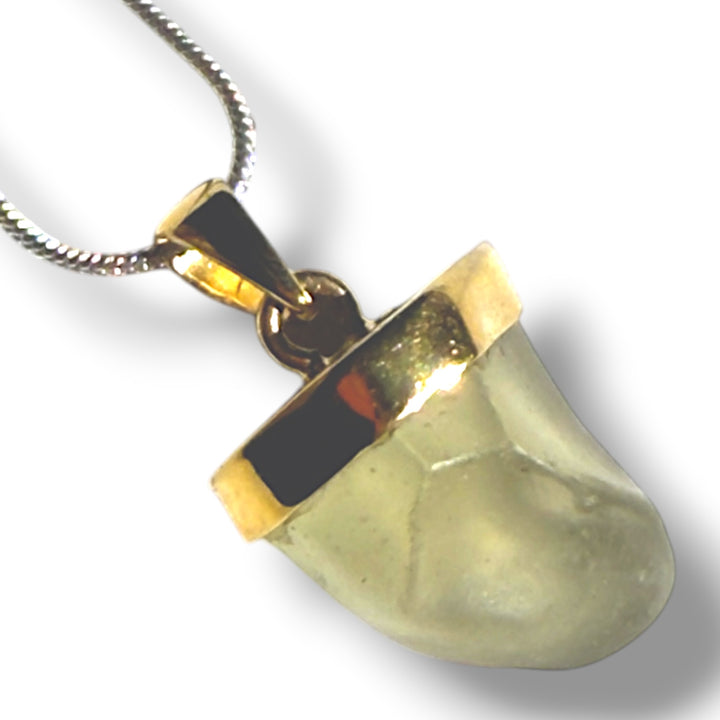 Libyan Desert Glass Meteorite Sterling Silver Gold Plated Pendant