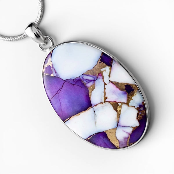 Kingman Purple Dahlia Sterling Silver Pendant - Keja Designs Jewelry