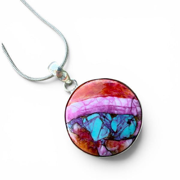 Kingman Dahlia Sterling Silver Round Pendant (Copy)