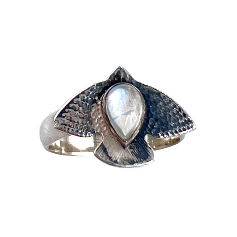 Moonstone Sterling Silver Dove Ring - Keja Designs Jewelry