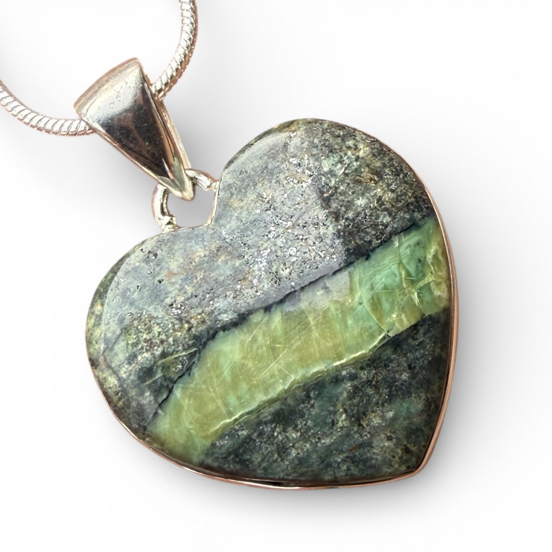 Imperial Opal Heart Sterling Silver Pendant - Keja Designs Jewelry